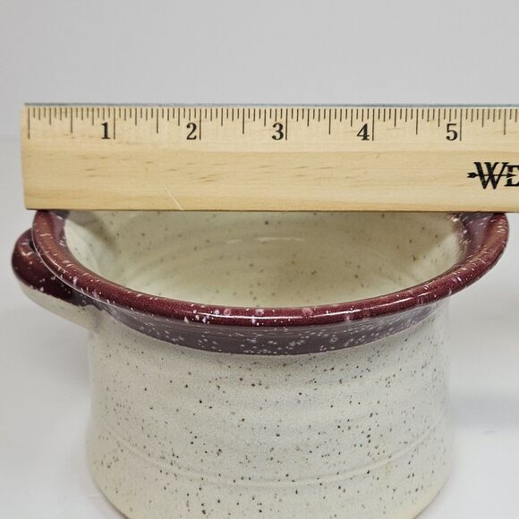 Vtg Stone Handcrafted Pottery Native Soup Bowl Cup Mug Cranberry White Speckled - Picture 4 of 12